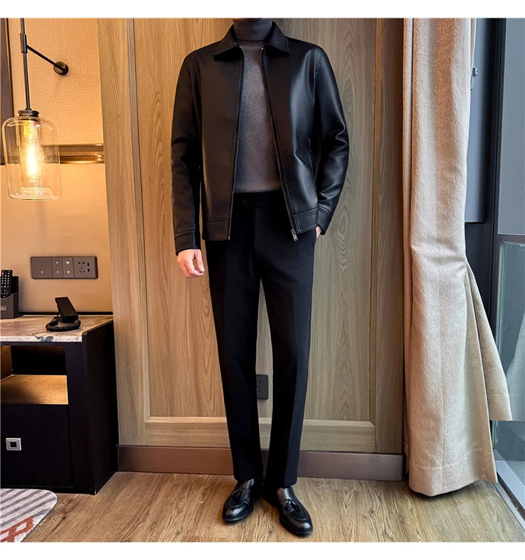 Men's 2026 Motorcycle Biker Jacket, Faux Leather PU Motorcycle Jacket, Slim Fit Stand Collar, Streetwear Zipper Jacket