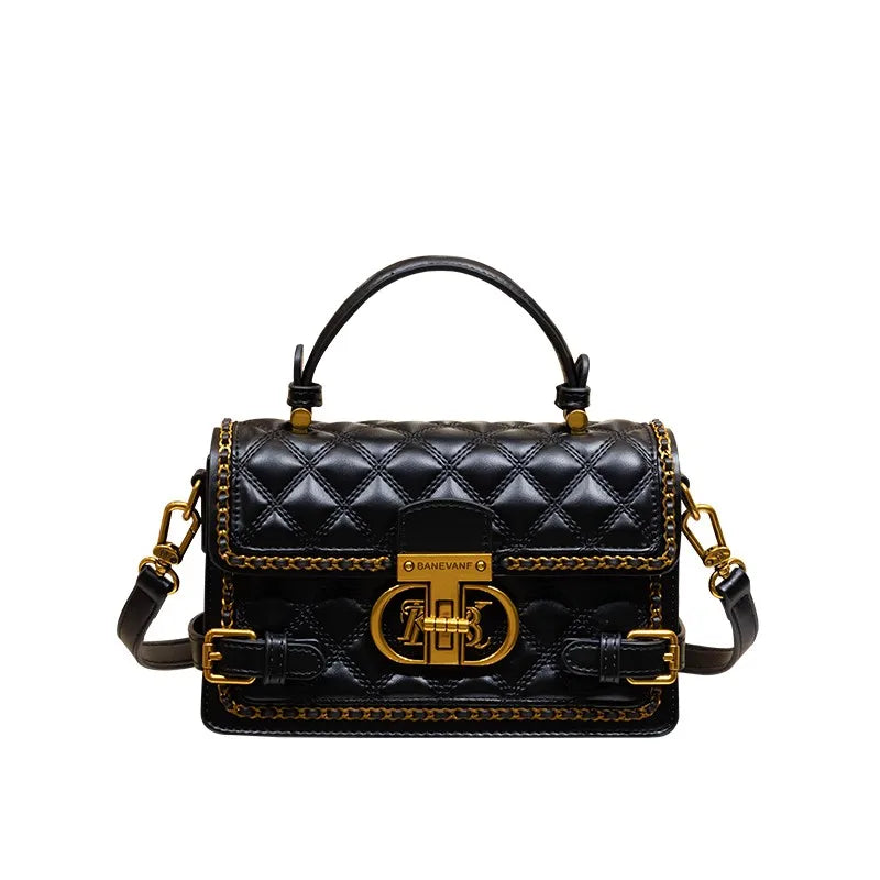 Women's handbag genuine diamond grid handbag women's 2024 new high-end designer crossbody shoulder small square bag