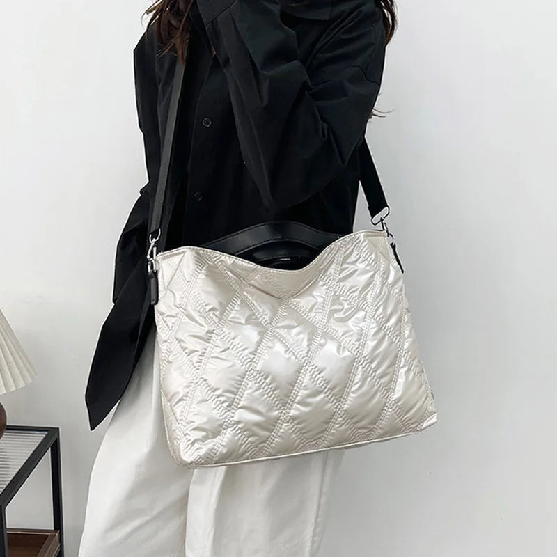 Simple Versatile Diamond Large Capacity Retro Handbag Women's Casual Soft Handle Crossbody Shoulder Bags