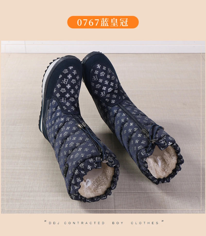 Large-Size Cotton Shoes For Winter Outdoor Thick Warm Cotton Shoes High-Top Snow Boots Winter Wild Plus Velvet Cotton Boots