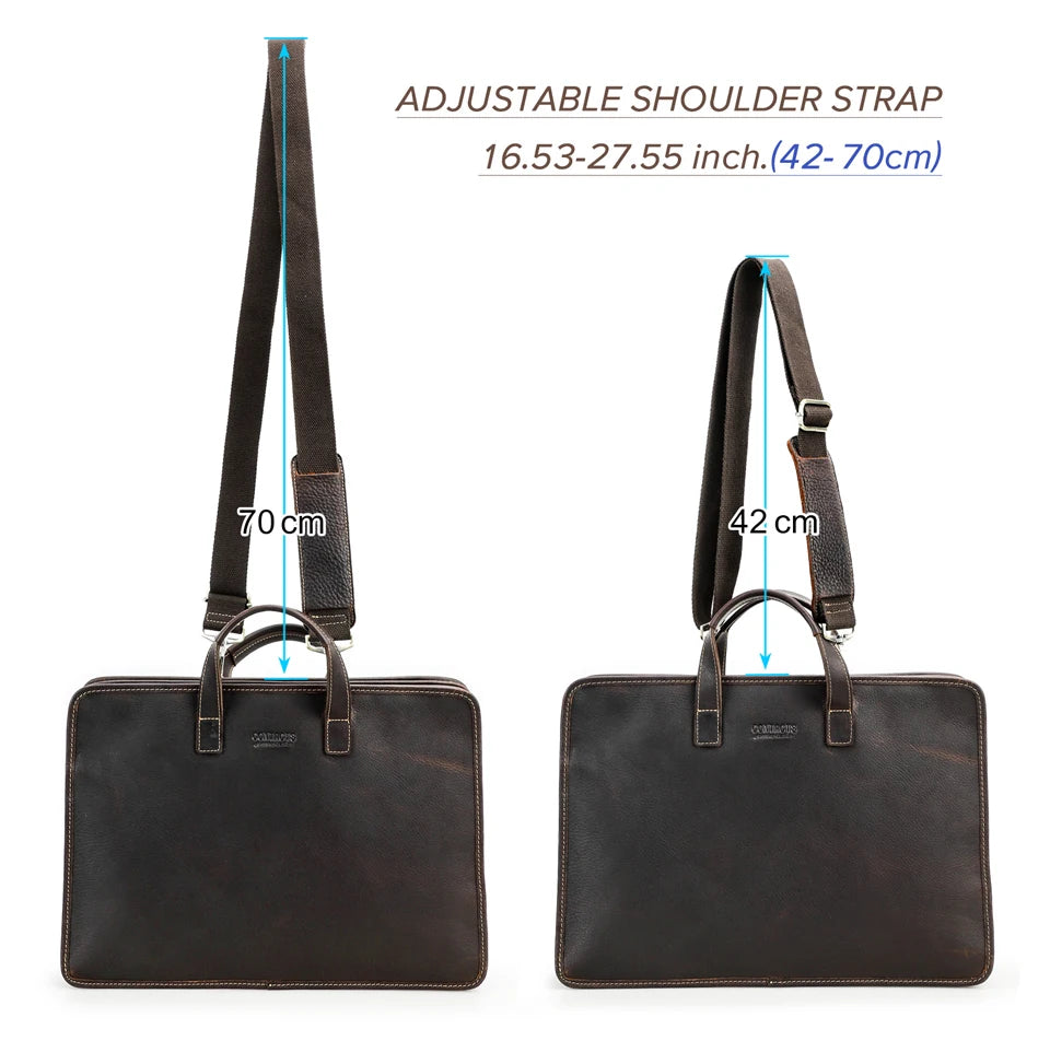 CONTACT'S Genuine Leather Sling Briefcase for Men Business Bags Male Shoulder Bag Men's Bag Tote Laptop Bags for 16" Macbook Pro