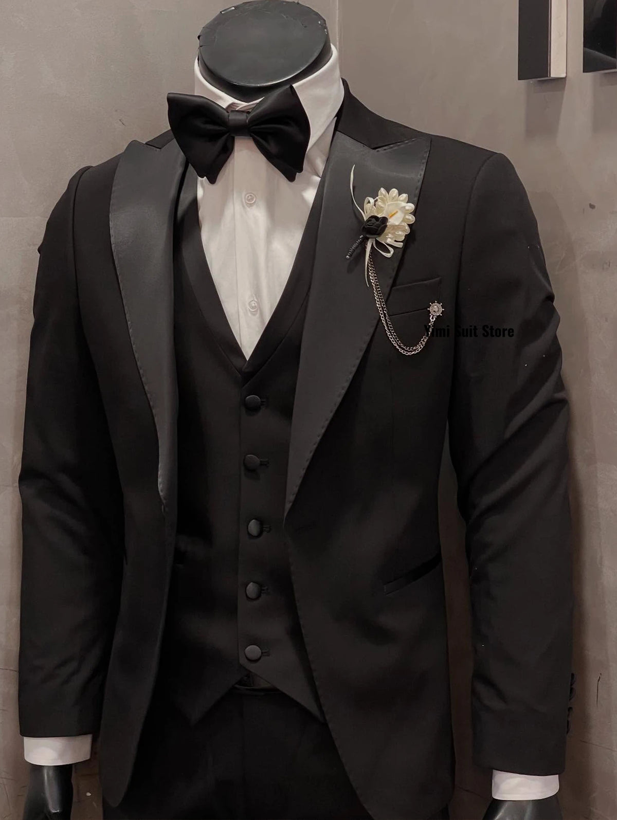 3 Pieces Men's Suits Black Men Office Double Breasted Suit Outfits Formal Wedding Business Casual Male Suits Jacket+Vest+Pant