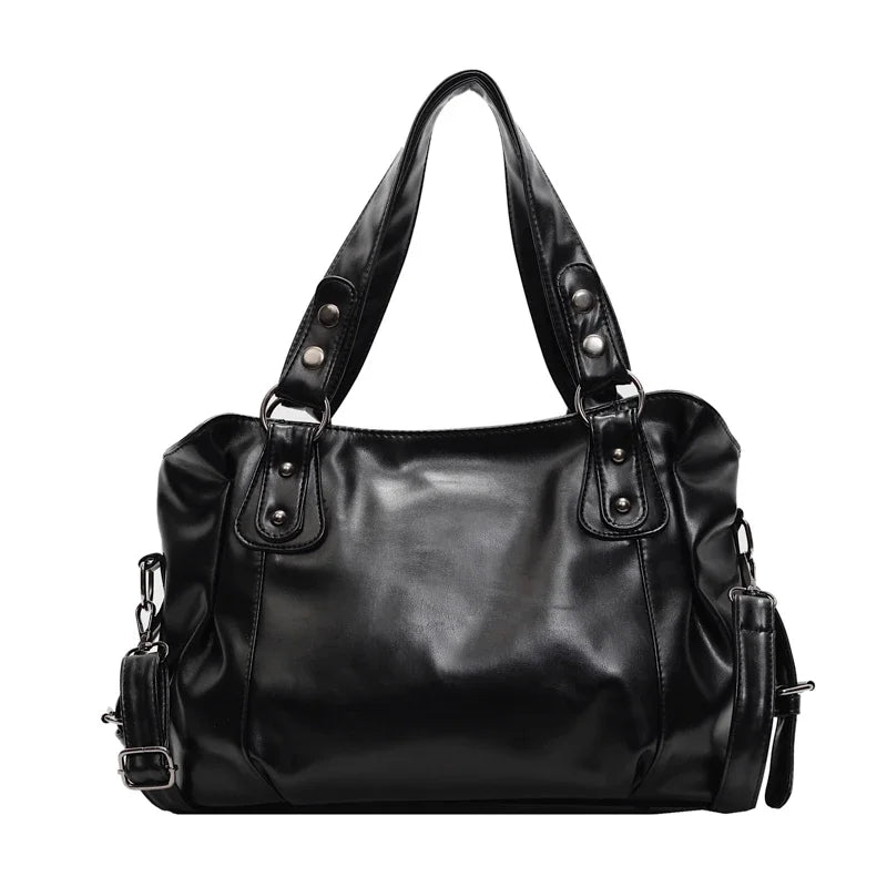 Large Capacity PU Shoulder Bag Rivet Buckle Thread Solid Casual Tote Crossbody Bag 2025 Hot Sale Bags for Women Bolsas Femininas