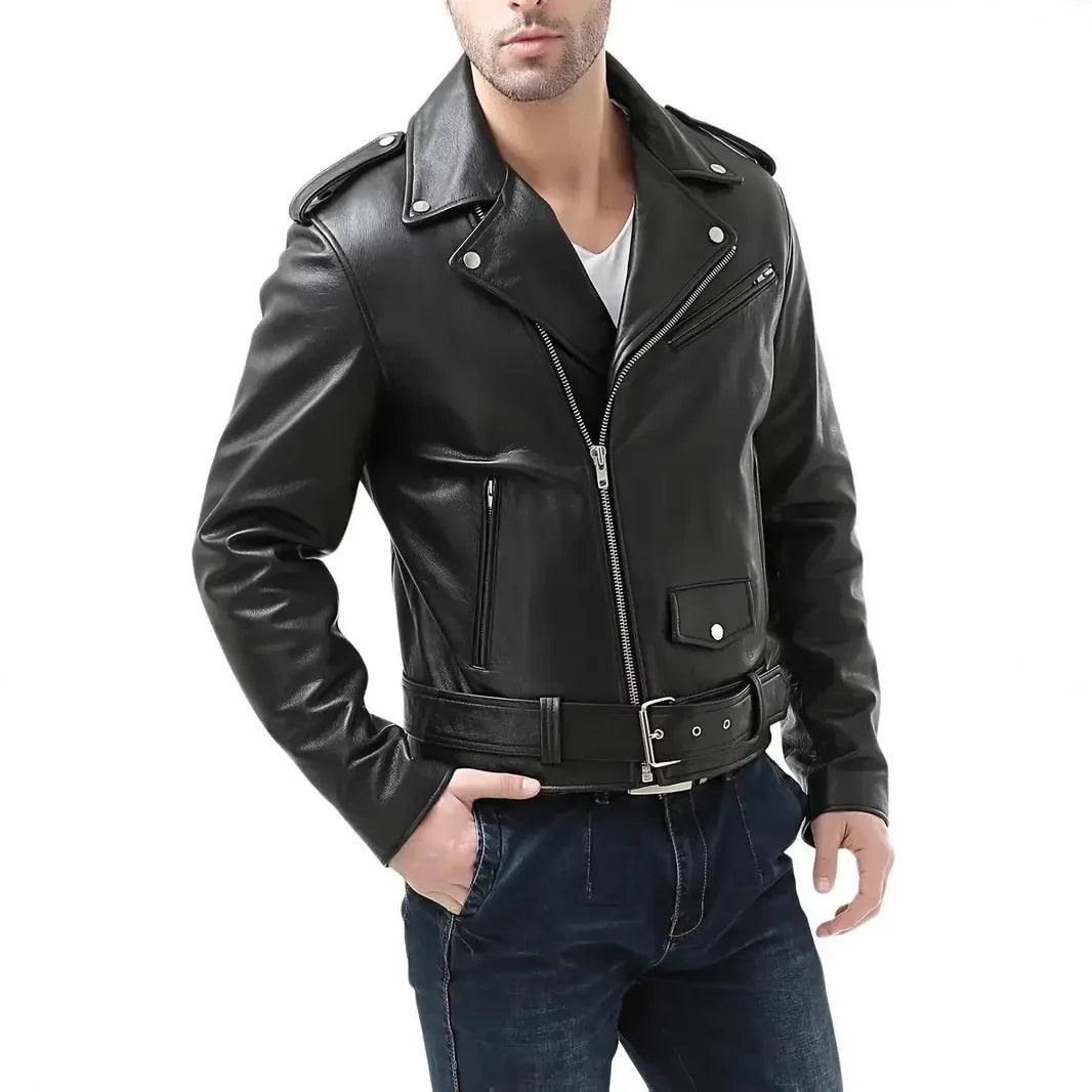 Leather Jacket Business Black Red Men Casual Leather Coats New Men Business Fashion Male Suit Collar Large Size Slim Fit Top