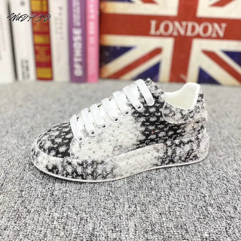 Sneakers Casual Men Designer Board Shoes Fashion Patent Leather/Denim Breathable Increased Internal Flat Platform Punk Shoes