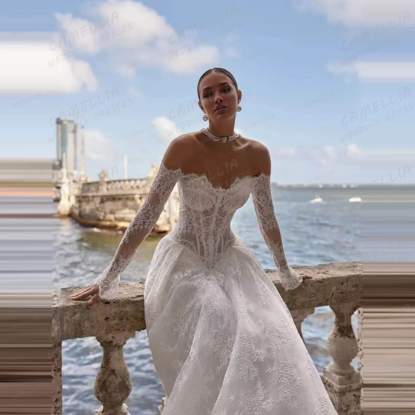 Luxury Wedding Dresses Women's A Line Lace Sweetheart Off Shoulder Long Sleeve Bridal Gowns Vestidos De Novia Customized 2026