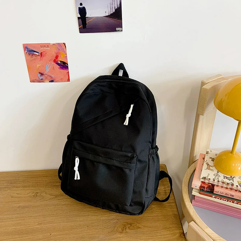 School Large Capcity Nylon Solid Color Backpack Handbag Pencil Case Casual Fashion Shoulder Bag For Women
