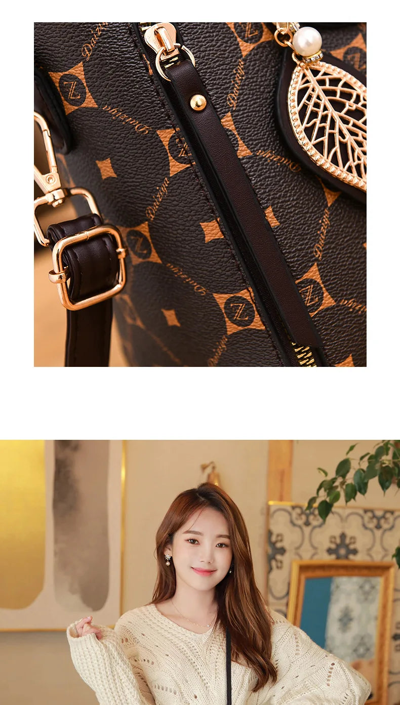 Fashionable Printed Women'S Handbag New High-Capacity Shoulder Bag Classic Retro Diagonal Cross Bag Urban Commuting Tote Bag