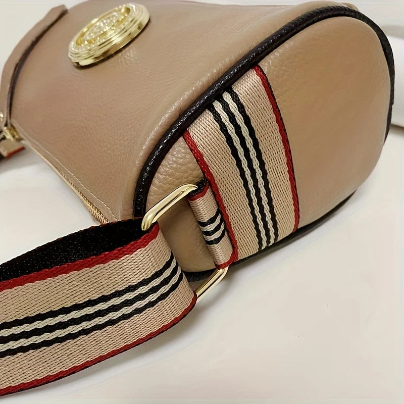 Genuine Leather Crossbody Bag, Stylish Black, Camel, Green Women's Trendy Handbag Single Shoulder Bag with Adjustable Strap