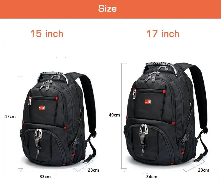 2026 Swiss-Multifunctional bags Durable 17 Inch Laptop Backpack, Travel Bag,College Bookbag,USB Charging Port,Water Resistant