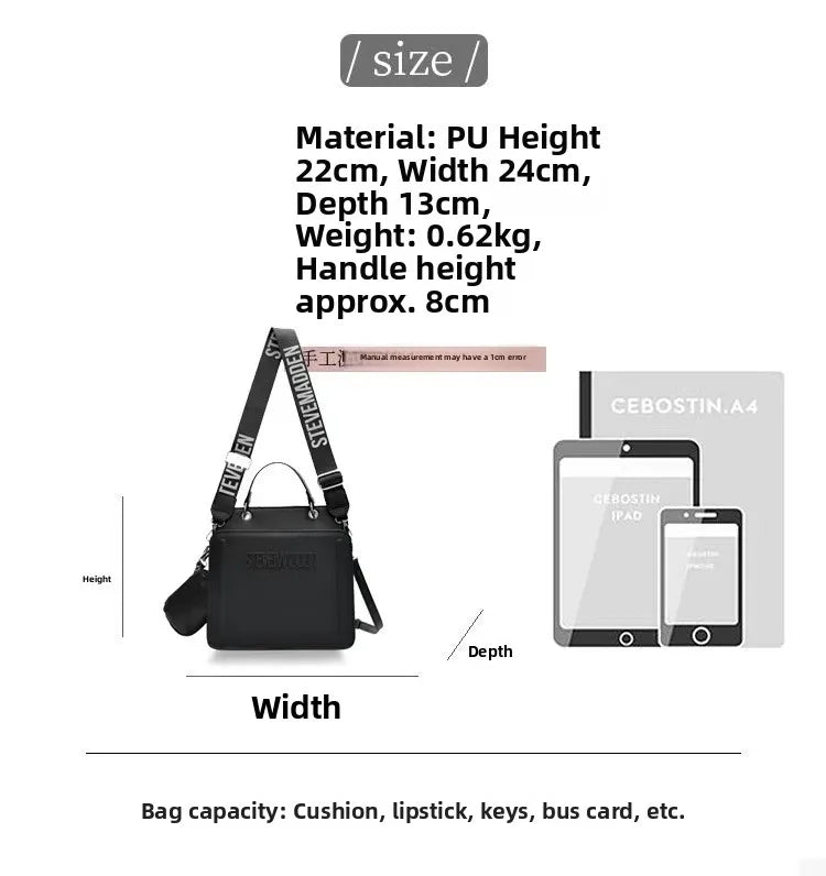 Trendy Commuter Women's Shoulder Bag Fashionable Letter Print Simple Urban Style PU Material Medium Size Zipper Opening Cross...