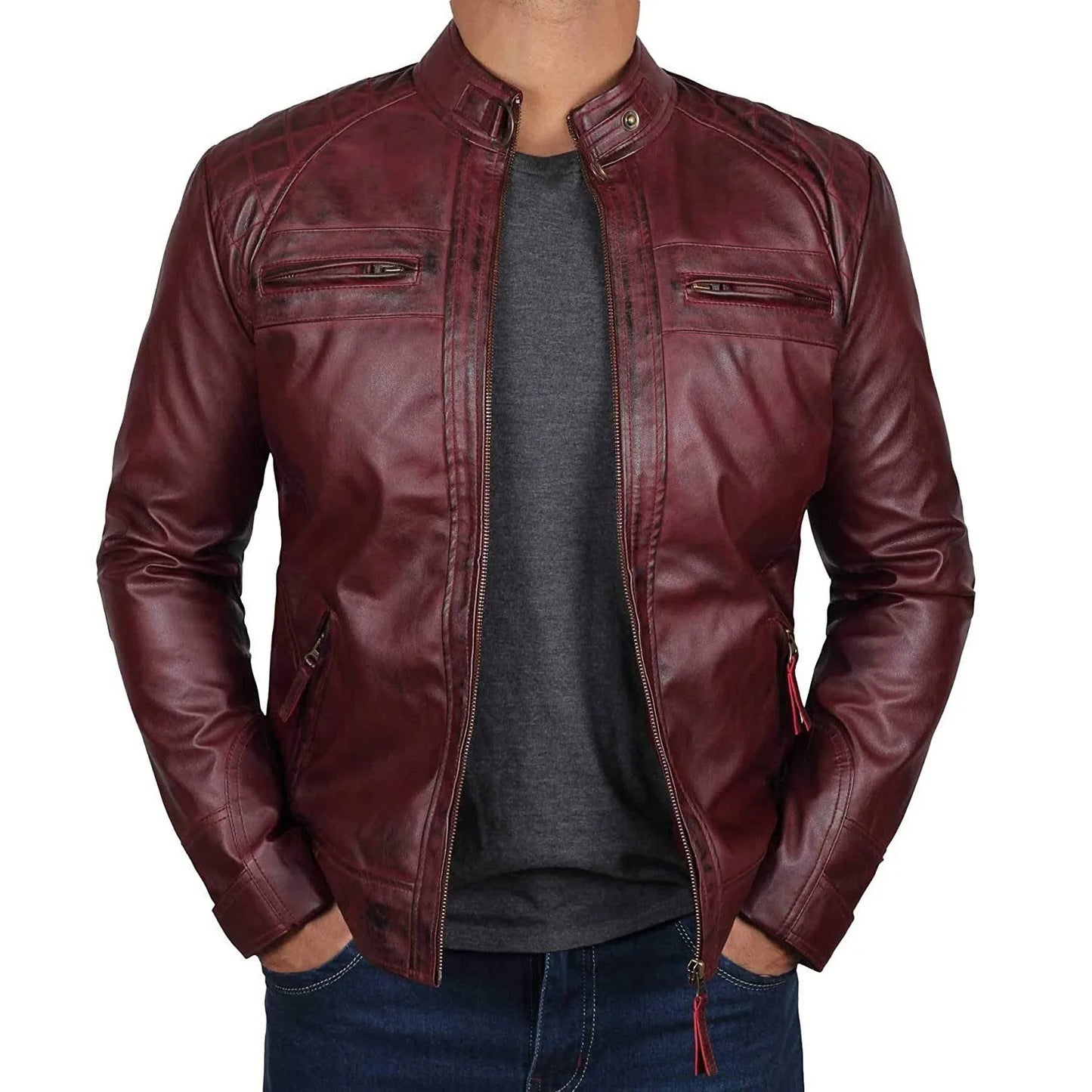 High Quality PU Coat Autumn Leather Jacket Men Slim Casual Moto Biker Stand Collar Solid High Quality Korean Leather Jakcets