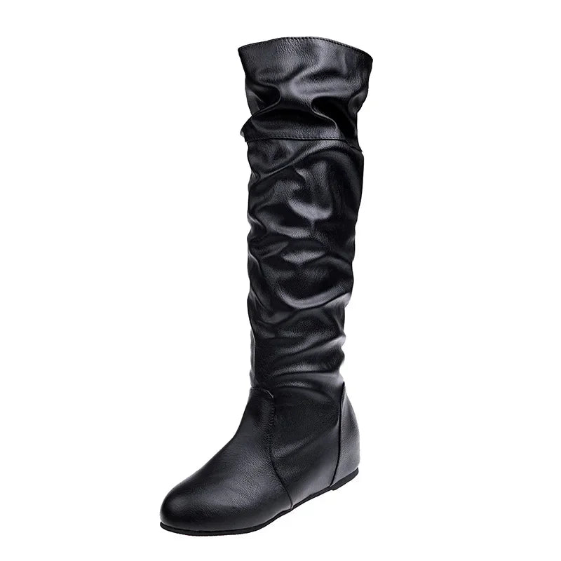 Flat Shoes Spring Autumn Women High Boots Long Western Cowboy Boots Women Footwear Large size 35-43 2024 Mid-Calf Boots Women