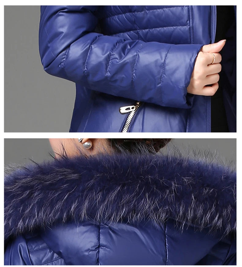 Shengyu Boya Middle-Aged and Elderly Women's Over-The-Knee Long down Jacket, Thickened Slim-Fit Coat for Mothers, New Style