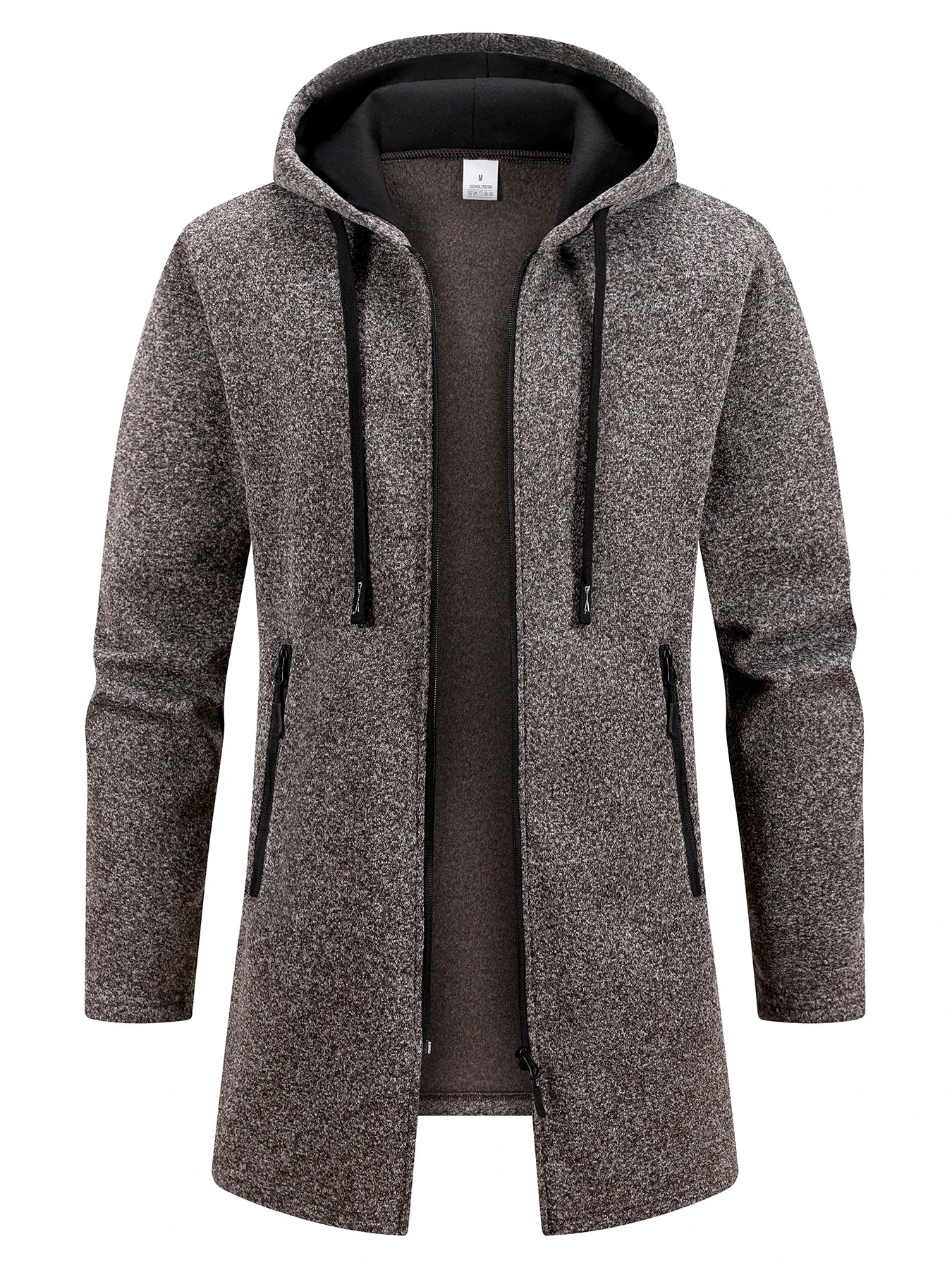 Spring Autumn Men's Hooded Long Jackets Solid Kintting Cardigan Outwear Casual Male Coats Zipper Warm Streetwear Hoodies Jacket