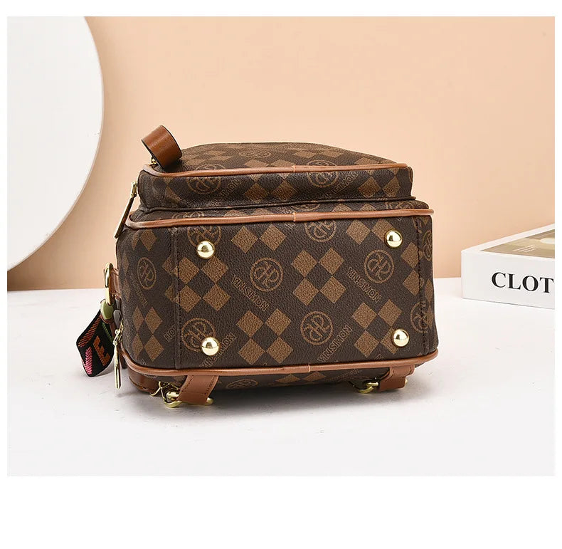 Fashion Trend Women's Backpack High Quality Soft Leather Women School Bag Famous Luxury Designer Female Shoulder Bags Sac A Dos