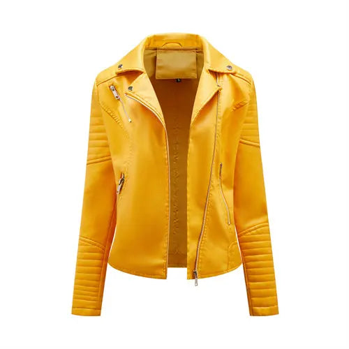 2026 New Fashion Women Faux Leather Jacket, Spring Autumn Zipper Casual Pu Coat, Female Biker Outerwear Ladies Clothes S-XXXL