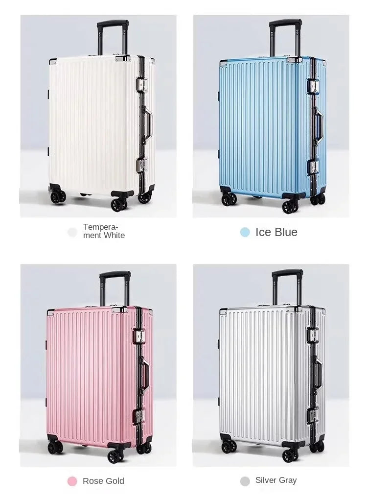 Aluminium Frame Suitcase Large-capacity Trolley Case Strong and Durable Password Cabin Bag Thickened PC suitcase 20/22/24/26/28