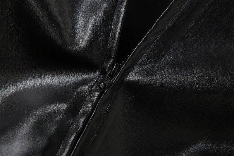 Short Coat Women Leather Jackets Zipper Full Sleeve Solid Streetwear Jacket Turn Down Collar Spliced Casual Coats Autumn 2026