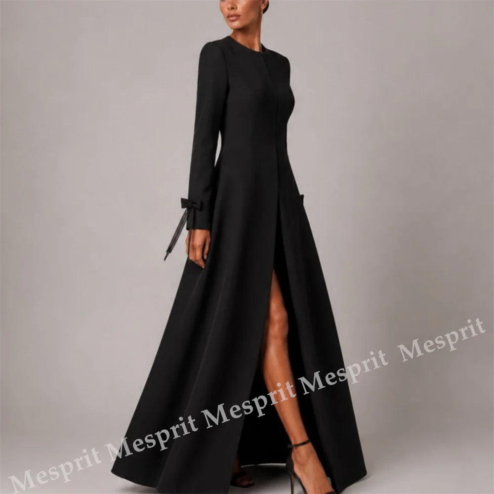 Customized Elegant Party Gown for Wedding O-Neck A-line Bow Long Dresses High Quality Women's Evening Gowns