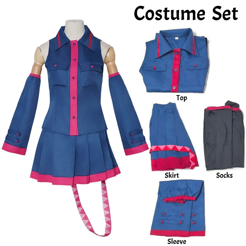 Kasane Teto Cosplay Costume Blue Uniform Dress Vtuber Vocaloid Idol Outfit Women Halloween Anime Party Role Play Suit