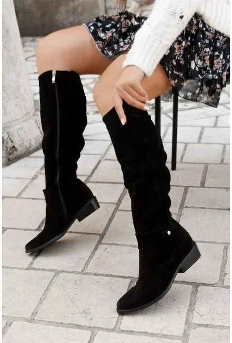 Hot Selling Retro Women Boot Large Size43Suede High Women Boot Winter Boot Women High Heel Allmach Knee Length Boots Botas Mujer