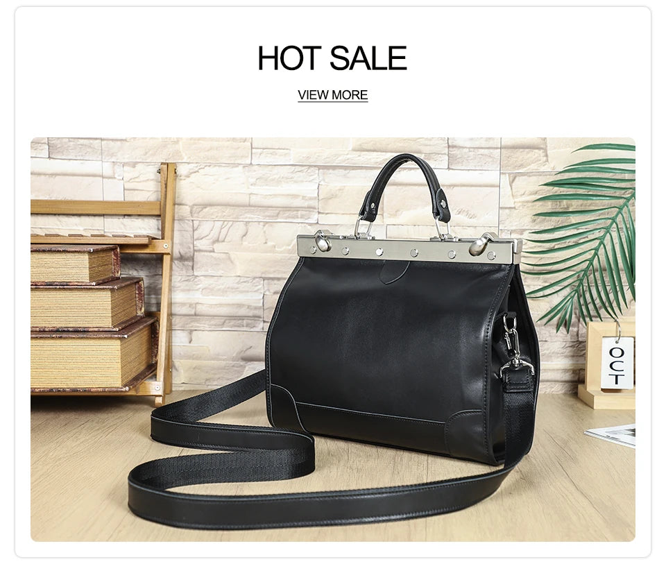 CONTACT'S Genuine Leather Top Handle Bags for Women Sling Shoulder Bags Tote Bag Handbags Metal Frame Female Bags Office Ladies