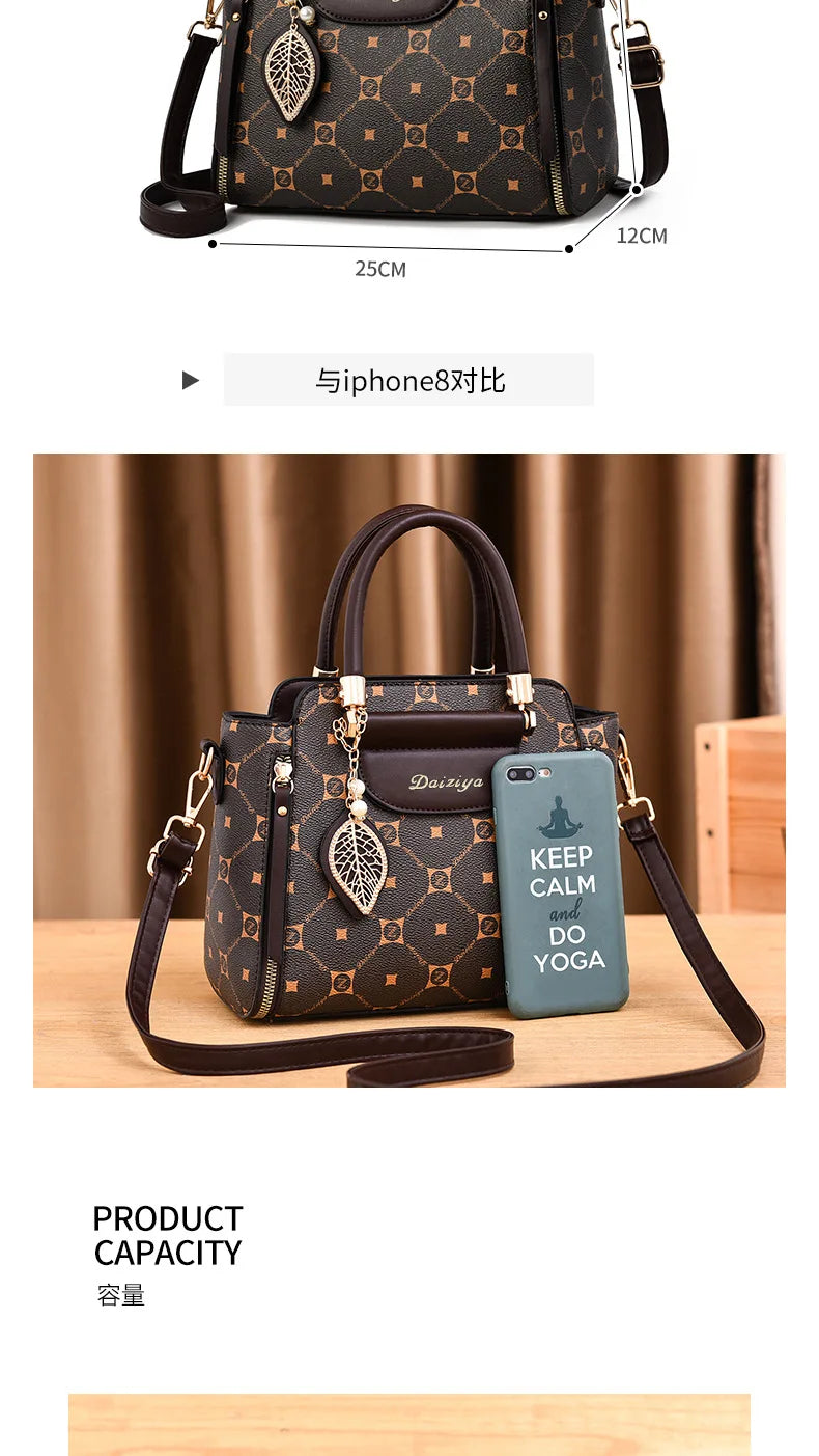 Fashionable Printed Women'S Handbag New High-Capacity Shoulder Bag Classic Retro Diagonal Cross Bag Urban Commuting Tote Bag