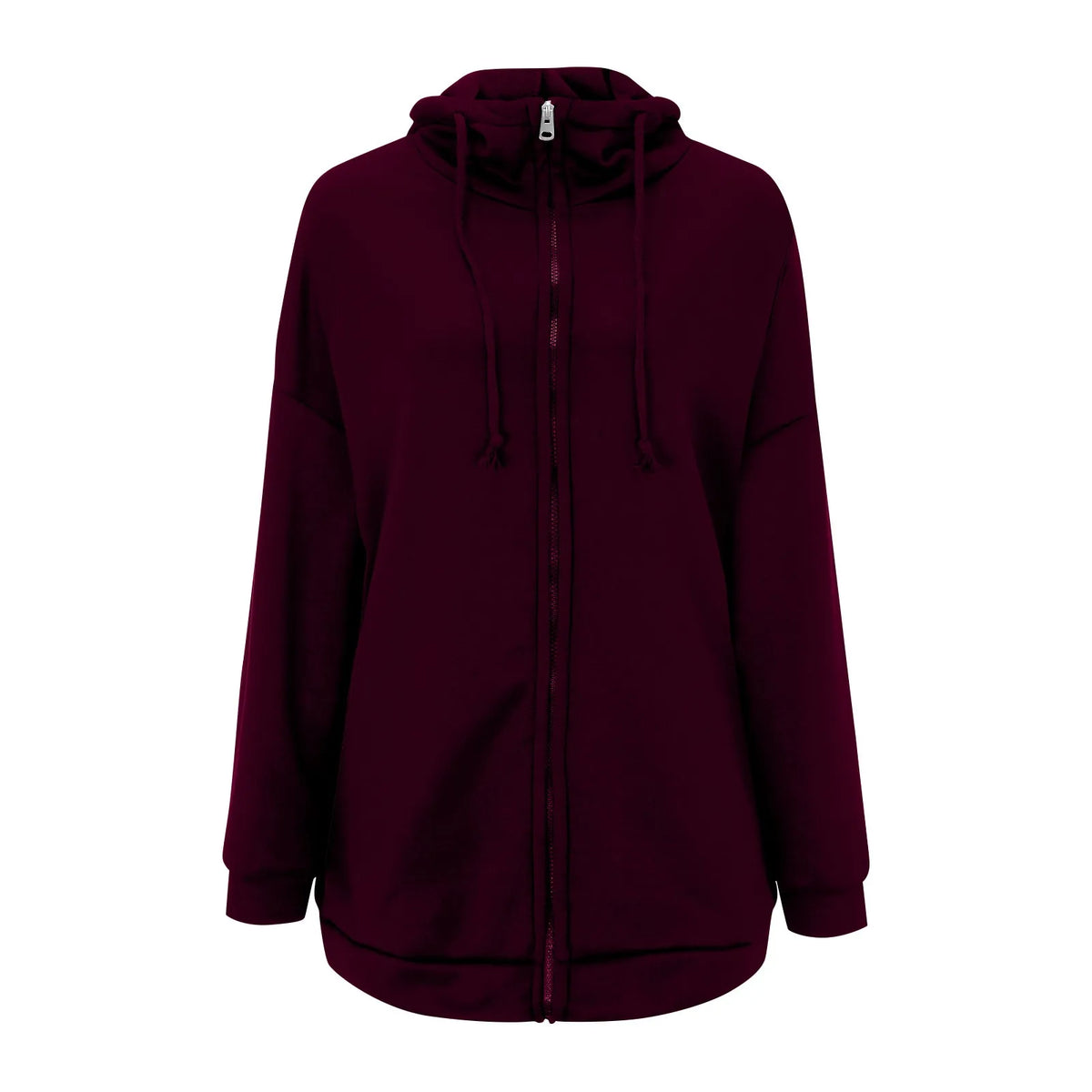 Plus Size Long Hoodies Tunic Fashion Long Sweatshirts Solid Color Fleece Knitted Zip Up Jackets With Pockets For Women