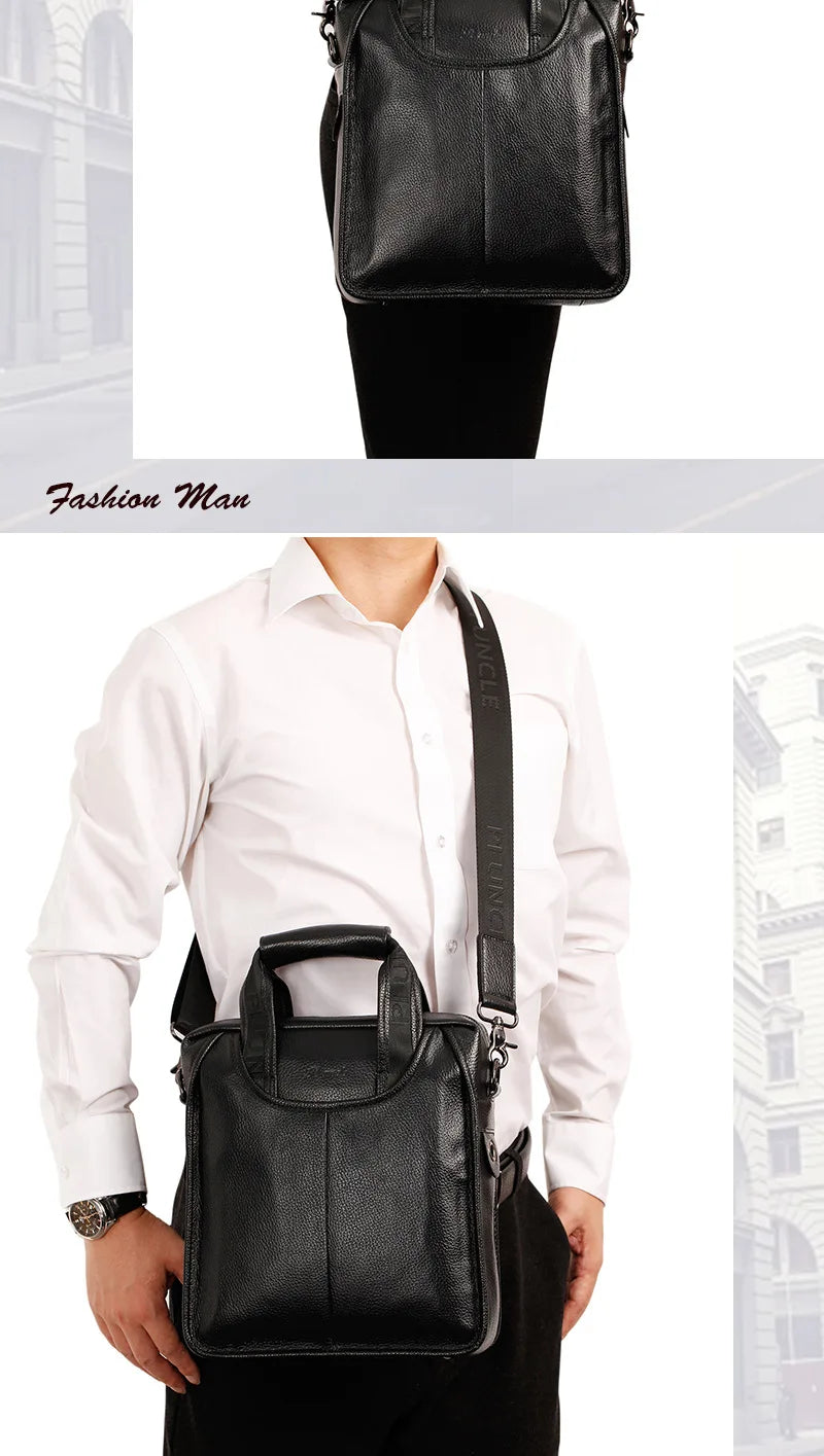 Business Briefcase Shoulder Messenger Bags Men's Genuine Leather 10-inch Laptop Bag's Men's Briefcase Office Business Handbag