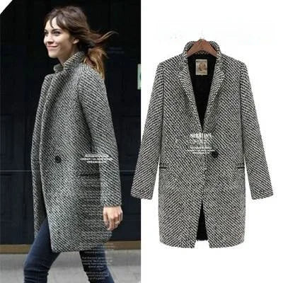 Women's Long Wool Coat Winter Jaet Sweater 3XL Autumn  High Percentage Other Material Ladies Premium Faion Outerwear