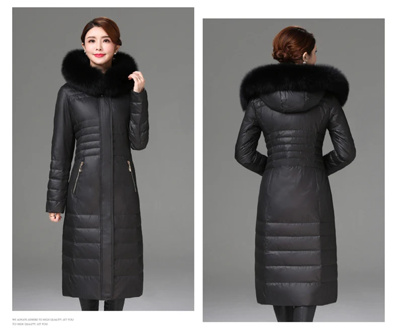 Shengyu Boya Middle-Aged and Elderly Women's Over-The-Knee Long down Jacket, Thickened Slim-Fit Coat for Mothers, New Style