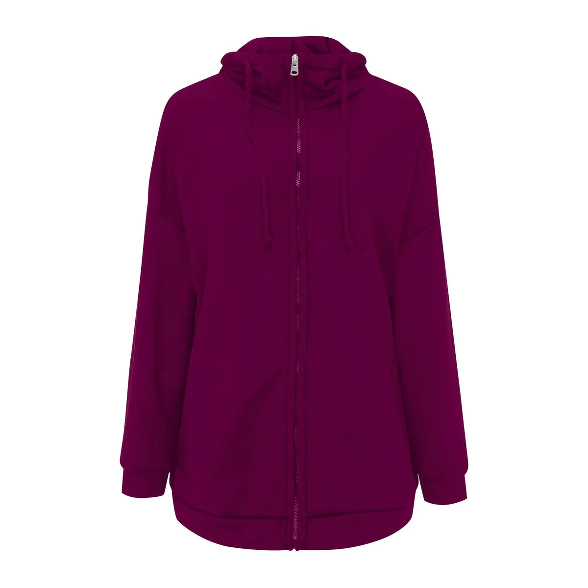 Plus Size Long Hoodies Tunic Fashion Long Sweatshirts Solid Color Fleece Knitted Zip Up Jackets With Pockets For Women