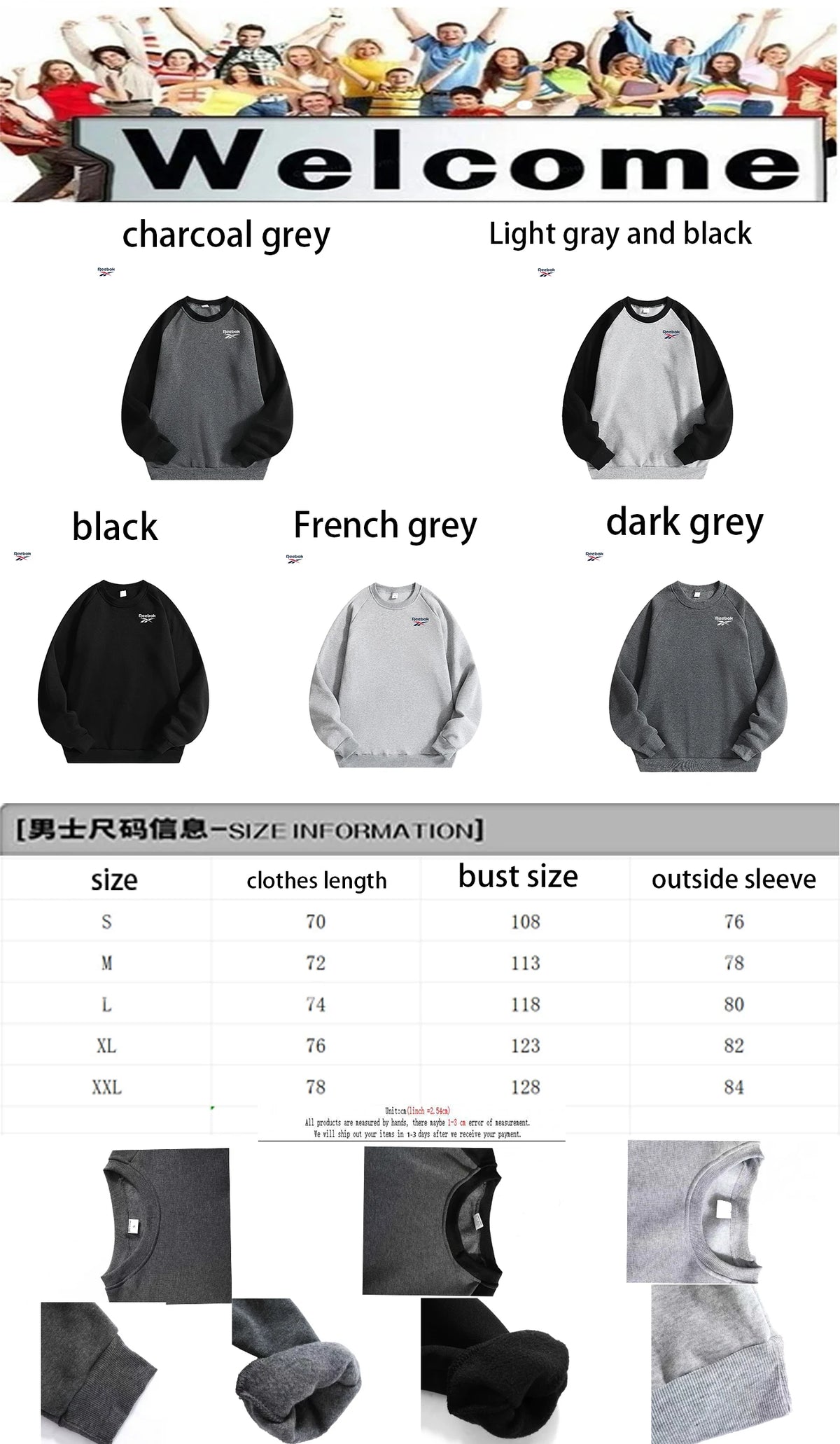 Reebok's New Thick Fabric Men's Simple-Style Sports Shirt - Fashionable Solid Color-Round-Neck Pullover-Fall Evening Casual Top