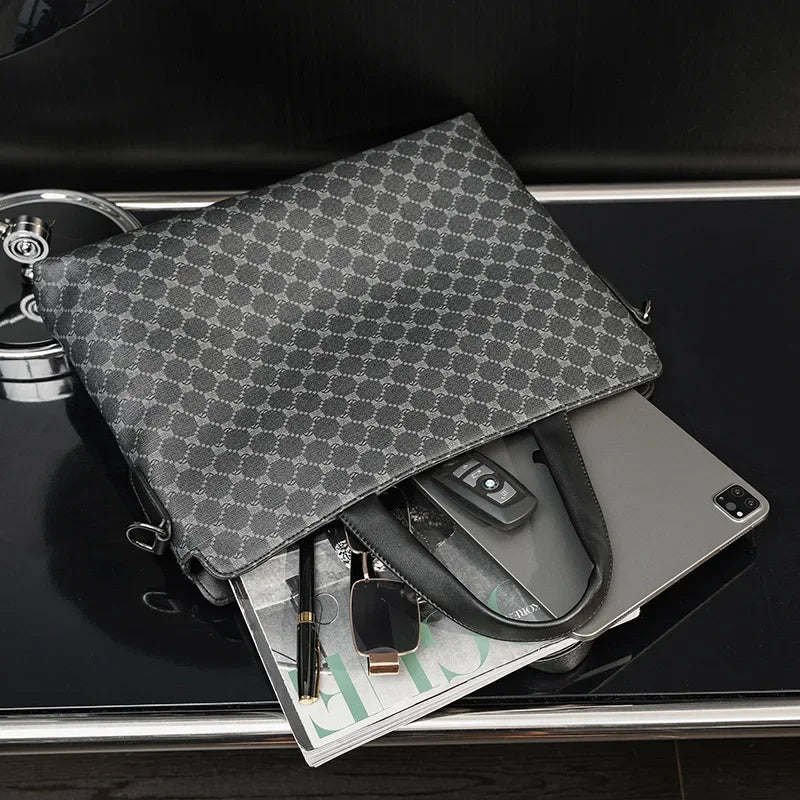 Luxury Business Handbags Men Briefcase Fashion Print Handbag Men Crossbody Messenger Bag Laptop Bag Male Top-Handle Bags Totes