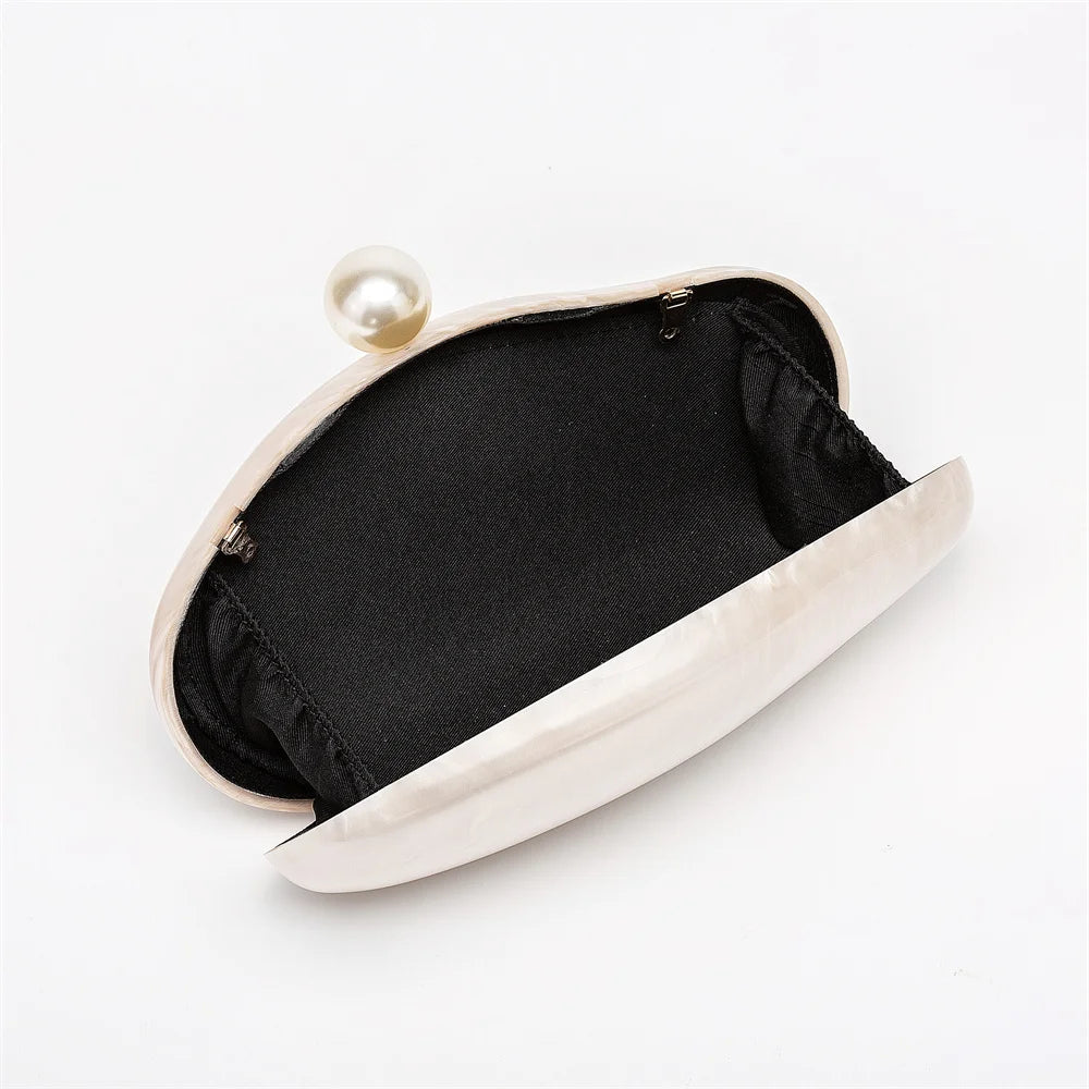 New Pearl Marble Red Green Brown Black Acrylic Box Clutches Evening Bags Women Luxury Designer Purses Bridal Wedding Party Bags