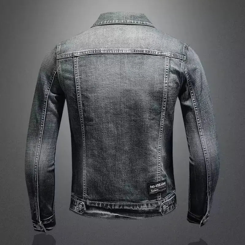 Men's Denim Jacket Vintage Distressed American Style Slim Fit Motorcycle Jacket Workwear Casual Coat Spring Autumn
