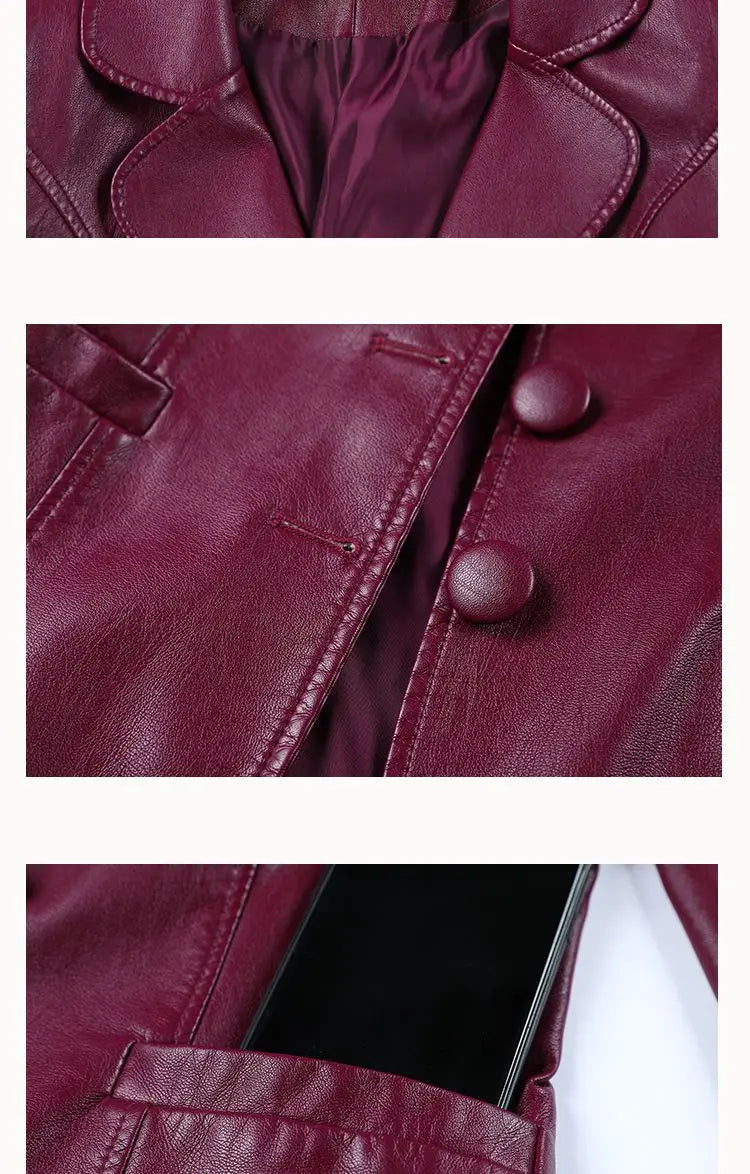 High Quality 2026 Autumn And Winter New  Leather Leather Coat Women's Short Slim Suit Collar Leather Jacket Female's Coat Black