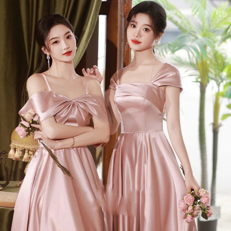 Bridesmaid Dresses Pink 2026 New Spring Wedding Satin High Sense Can Wear Sisters Evening Gown Dress Customized for Women