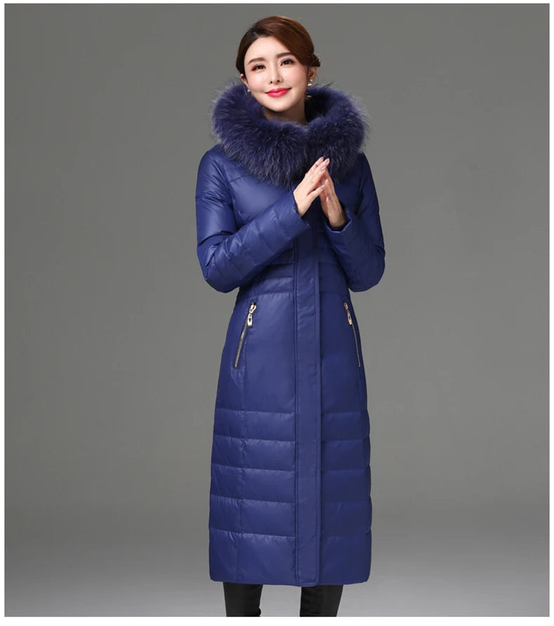 Shengyu Boya Middle-Aged and Elderly Women's Over-The-Knee Long down Jacket, Thickened Slim-Fit Coat for Mothers, New Style