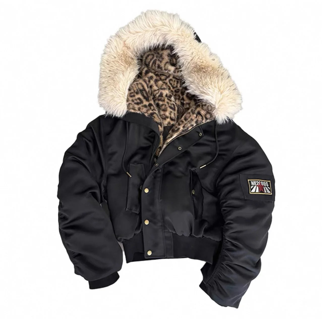 American Harajuku Retro Jacket Men and Women New Simple Plush Leopard Print Jacket Loose Leather Motorcycle Hip Hop Punk Jacket