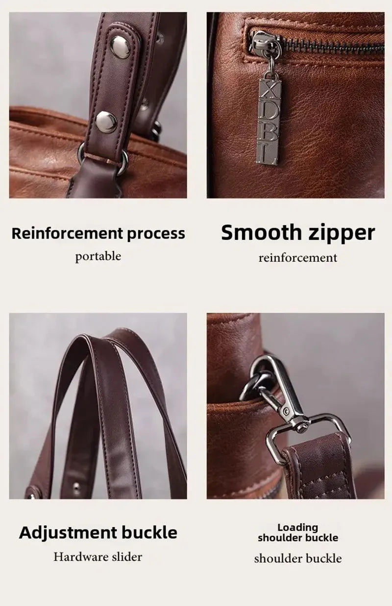 Vintage Women's Tote Bag 2025 New PU Leather Shoulder Bag Large Capacity Handbags Retro Style Crossbody Bags for Women