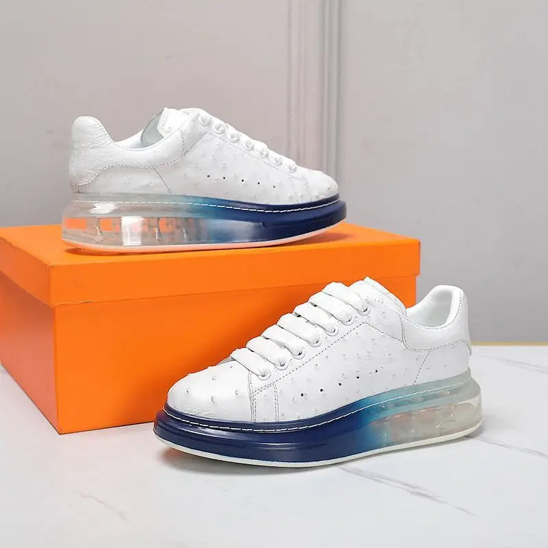 New Fashion Thick Sole Little White Shoes Autumn Winter Ostrich Leather Suede Couple Casual Board Walking Loafers Oxford Sneaker