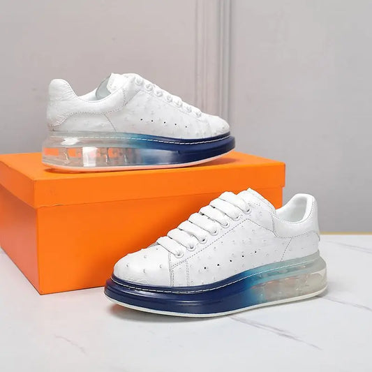 New Fashion Thick Sole Little White Shoes Autumn Winter Ostrich Leather Suede Couple Casual Board Walking Loafers Oxford Sneaker