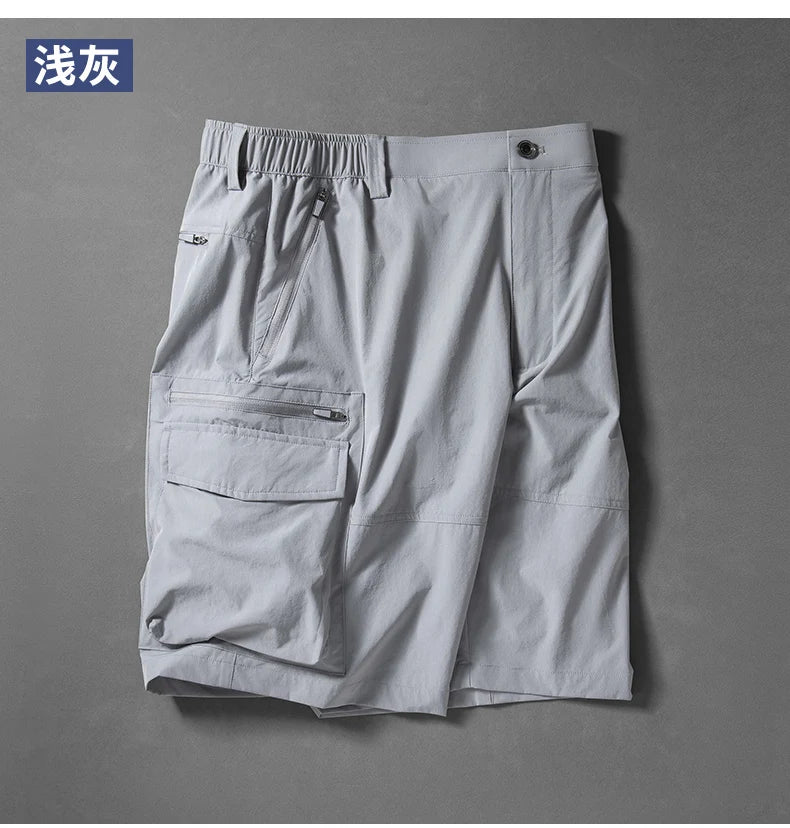 Men's Summer Ice Silk Loose Shorts Outdoor Sports Quick Dry Beach Casual Cargo Five-Point Pants Soft Breathable Daily Sports