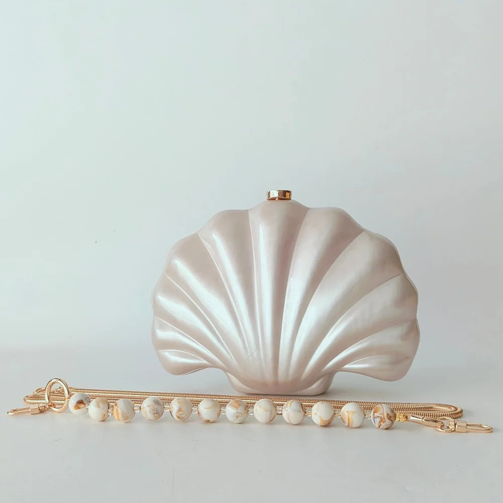 Female Shell Acrylic Box Clutches Lady Gift Evening Bag Party Prom Stones Handbags Luxury Women Wedding Bridal Clutch Purse Bag