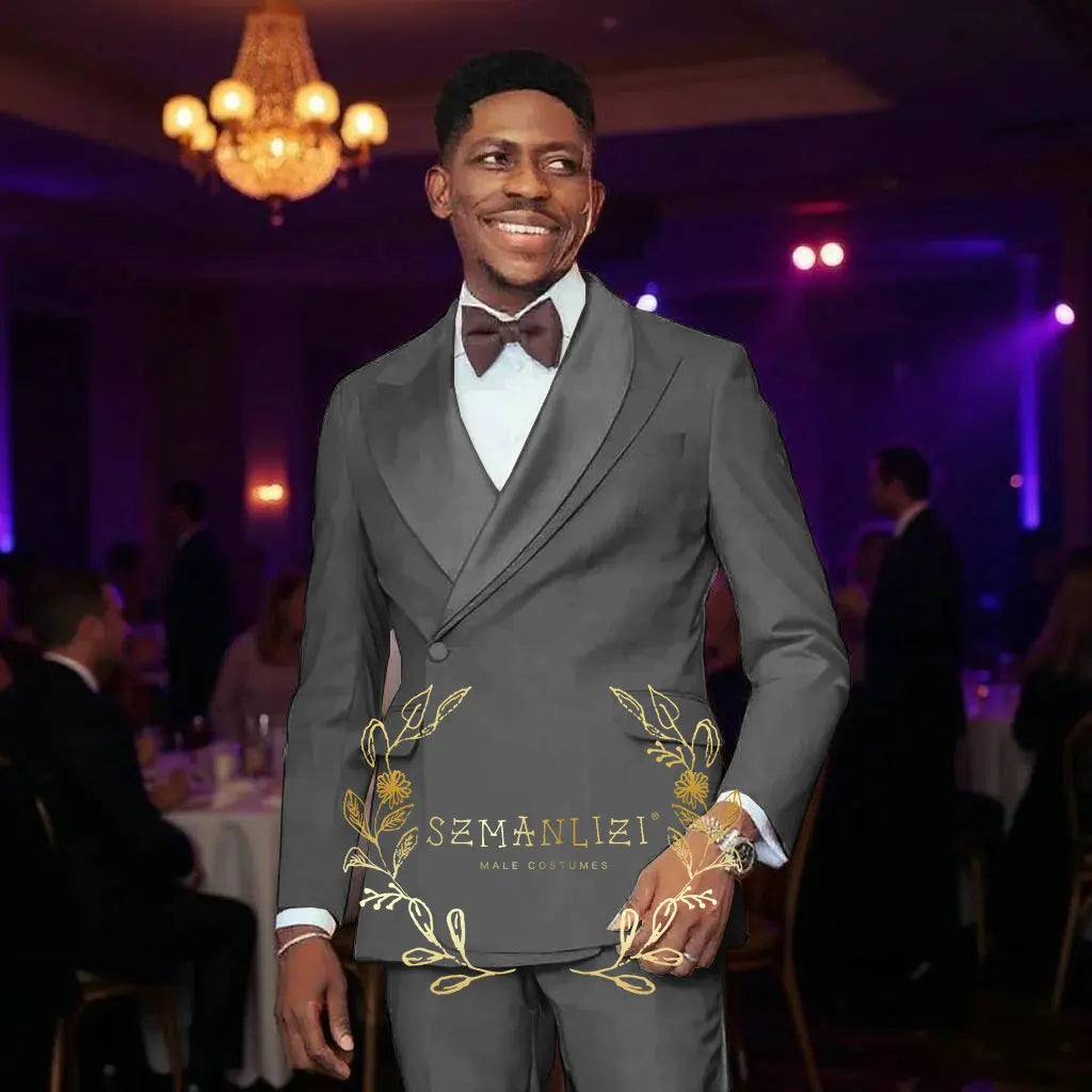 Beige Men's Wedding Suits Unique Collar Male Formal Groom Tuxedo Slim Fit Suit Outfits Elegant 2 Pieces Custom Made Male Suit