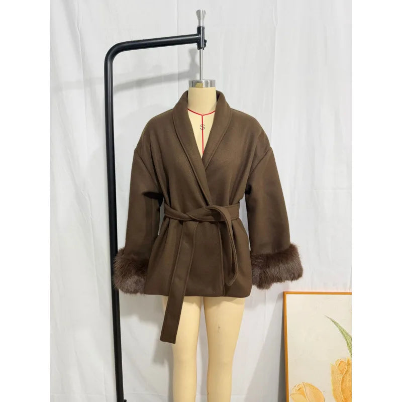 QICHE High‑End Wool‑Blend Women Outerwear Chic Fashion Jacket For European‑Vibe Ladies Autumn‑Winter New Arrival