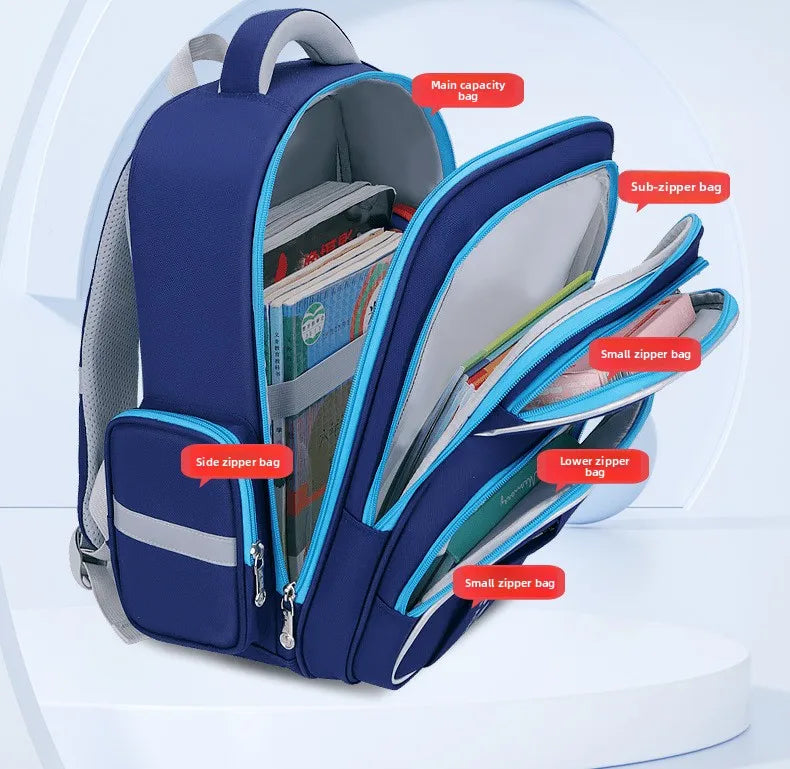 2025 New Design Large Capacity Ergonomic Teen School Backpack Waterproof Lightweight Spine Protection for Grades 1-3-6 Students