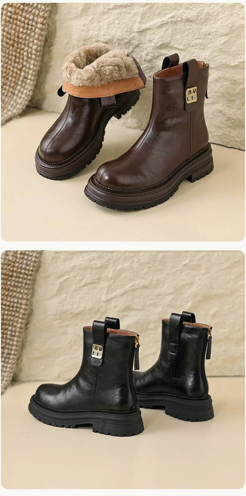 Women Winter Fleece Lined Snow Boots Non Slip Warm Short Boots for Cold Weather